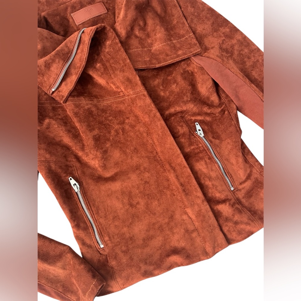 SL8 Rust/Brown Suede Fall Moto Jacket, Small - Picture 5 of 8